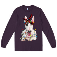 Plum bull terrier with christmas lights Long Sleeve Tee - RanaPortraitStore