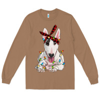 Toasted Coconut bull terrier with christmas lights Long Sleeve Tee - RanaPortraitStore