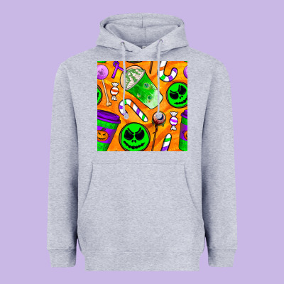 Halloween Snacks Seamless Pattern Heavyweight Hoodie Designed By Bundleandbundleshop
