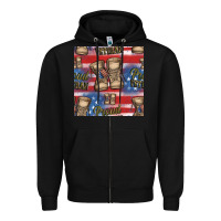 Black proud veteran seamless pattern Zipper Hoodie - HRA Design Shop