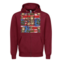 Burgundy proud veteran seamless pattern Zipper Hoodie - HRA Design Shop