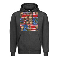 Charcoal Heather proud veteran seamless pattern Zipper Hoodie - HRA Design Shop