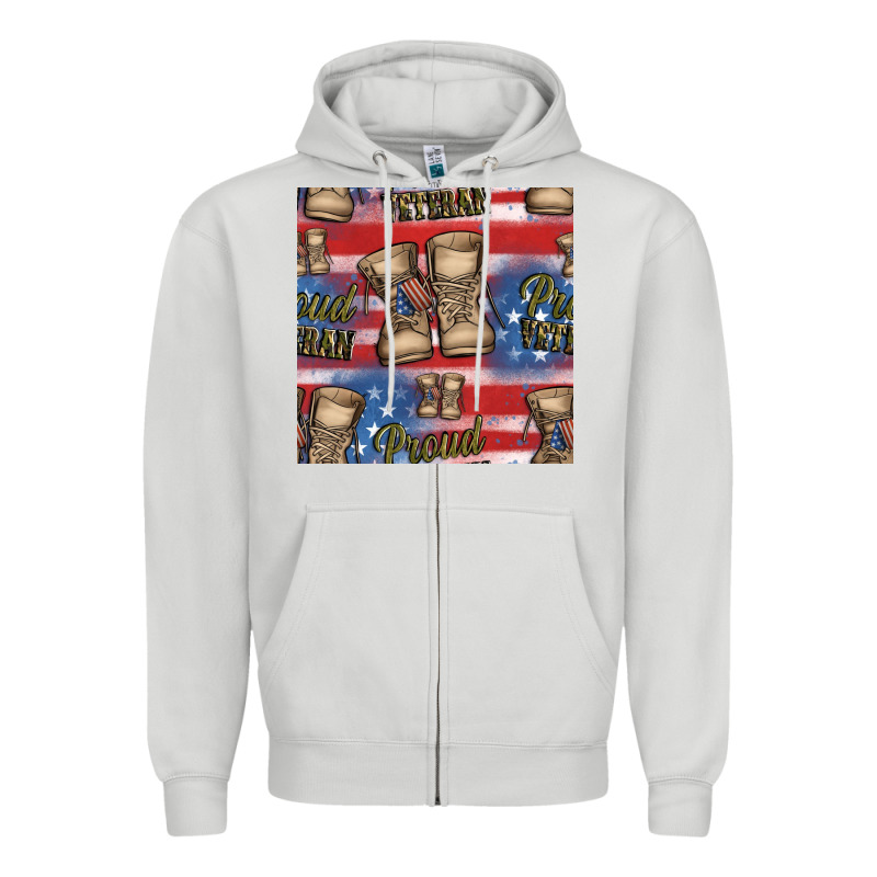 Proud Veteran Seamless Pattern Zipper Hoodie by HRA Design Shop | Teevron