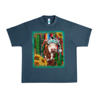 Midnight Navy Western Christmas Cow Urban Heavy Tee - RanaPortraitStore