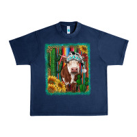 Navy Western Christmas Cow Urban Heavy Tee - RanaPortraitStore