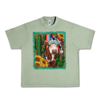 Oil Green Western Christmas Cow Urban Heavy Tee - RanaPortraitStore