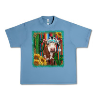 Pebble Blue Western Christmas Cow Urban Heavy Tee - RanaPortraitStore