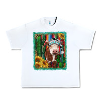 White Western Christmas Cow Urban Heavy Tee - RanaPortraitStore