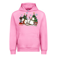 Fuchsia Pink christmas snowmen with wine Urban Hoodie - MaliasSmallBusiness