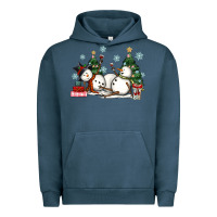 Pigment Midnight Navy christmas snowmen with wine Urban Hoodie - MaliasSmallBusiness
