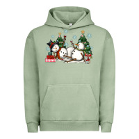 Pigment Oil Green christmas snowmen with wine Urban Hoodie - MaliasSmallBusiness