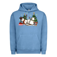 Pigment Pebble Blue christmas snowmen with wine Urban Hoodie - MaliasSmallBusiness