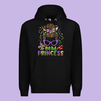 Bead Princess Messy Bun Mardi Gras Premium Hoodie Designed By Maliassmallbusiness