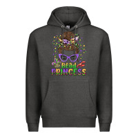 Charcoal Heather bead princess messy bun mardi gras Premium Hoodie - MaliasSmallBusiness