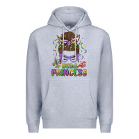 Heather Grey bead princess messy bun mardi gras Premium Hoodie - MaliasSmallBusiness