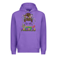 Purple bead princess messy bun mardi gras Premium Hoodie - MaliasSmallBusiness