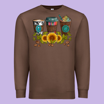 Coffee Group And Sunflowers Premium Sweatshirt Designed By Artiststas