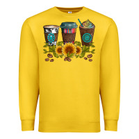 Lemon coffee group and sunflowers Premium Sweatshirt - Artiststas