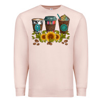 Pale Pink coffee group and sunflowers Premium Sweatshirt - Artiststas