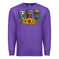 Purple coffee group and sunflowers Premium Sweatshirt - Artiststas