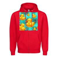 Red rubber duck seamless pattern Zipper Hoodie - HRA Design Shop