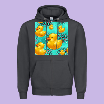 Rubber Duck Seamless Pattern Zipper Hoodie Designed By Hra Design Shop