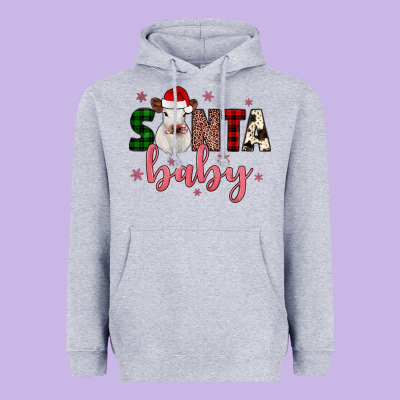 Santa Baby Cow Heavyweight Hoodie Designed By Jahusdesignshop