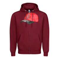 Burgundy red softball cap fa element Zipper Hoodie - FaDigitalArtStudio