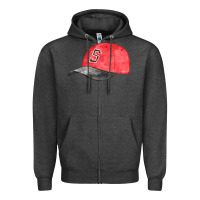 Charcoal Heather red softball cap fa element Zipper Hoodie - FaDigitalArtStudio