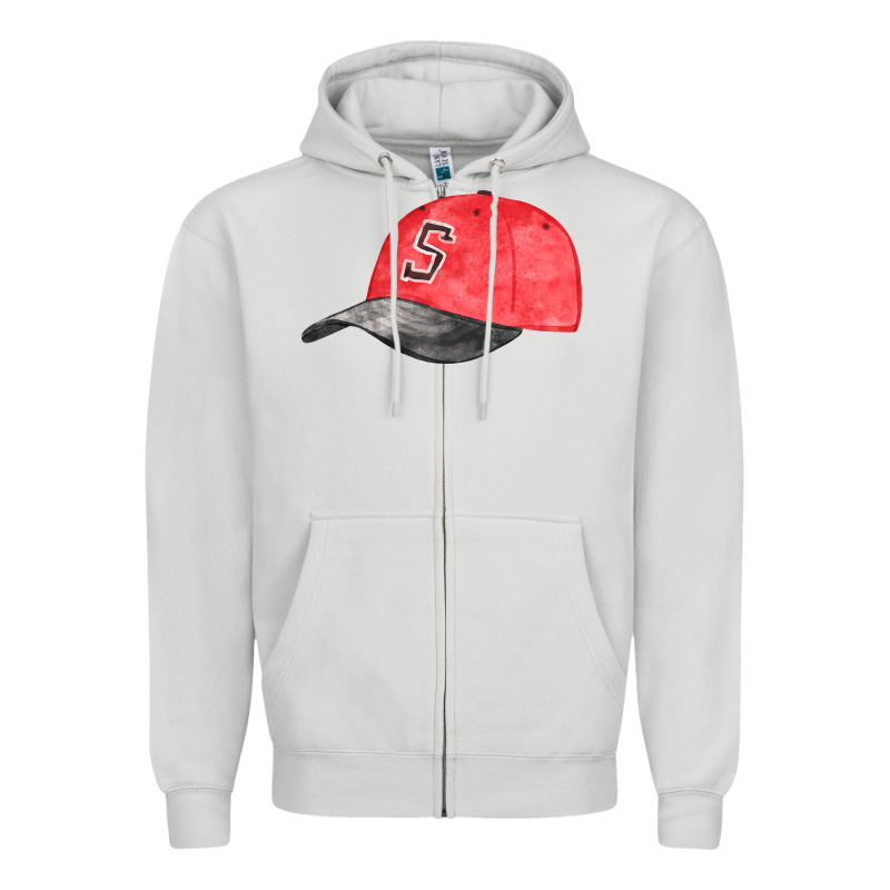 Red Softball Cap Fa Element Zipper Hoodie by FaDigitalArtStudio | Teevron