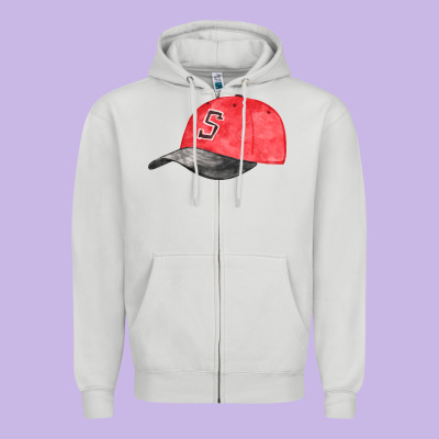 Red Softball Cap Fa Element Zipper Hoodie Designed By Fadigitalartstudio