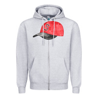 Heather Grey red softball cap fa element Zipper Hoodie - FaDigitalArtStudio