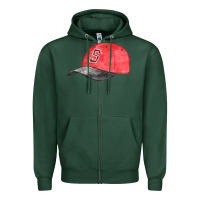 Sports Green red softball cap fa element Zipper Hoodie - FaDigitalArtStudio