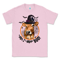 Bubblegum Pink Halloween Cow Moo I Mean Boo Classic Tee - texasbilliewilder