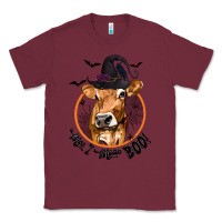 Burgundy Halloween Cow Moo I Mean Boo Classic Tee - texasbilliewilder