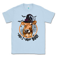 Dusty Blue Halloween Cow Moo I Mean Boo Classic Tee - texasbilliewilder