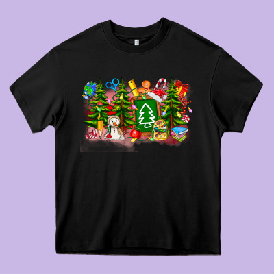 Christmas Teacher Heavy Core Tee Designed By Cowhidedigitalart
