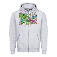 Heather Grey Easter Saurus Rex Easter Day Zipper Hoodie - Neo Western