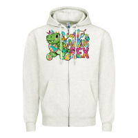Oatmeal Heather Easter Saurus Rex Easter Day Zipper Hoodie - Neo Western