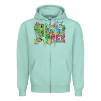 Seafoam Easter Saurus Rex Easter Day Zipper Hoodie - Neo Western
