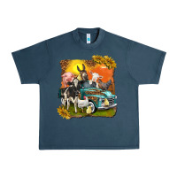 Midnight Navy farm truck with farm animals Urban Heavy Tee - texasbilliewilder