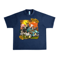 Navy farm truck with farm animals Urban Heavy Tee - texasbilliewilder