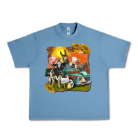 Pebble Blue farm truck with farm animals Urban Heavy Tee - texasbilliewilder