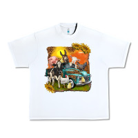 White farm truck with farm animals Urban Heavy Tee - texasbilliewilder