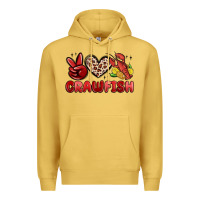Antique Gold peace love crawfish Premium Hoodie - MaliasSmallBusiness