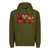 Army Green peace love crawfish Premium Hoodie - MaliasSmallBusiness