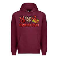 Burgundy peace love crawfish Premium Hoodie - MaliasSmallBusiness