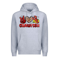 Heather Grey peace love crawfish Premium Hoodie - MaliasSmallBusiness