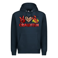 Navy peace love crawfish Premium Hoodie - MaliasSmallBusiness