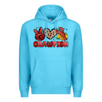 Ocean Blue peace love crawfish Premium Hoodie - MaliasSmallBusiness